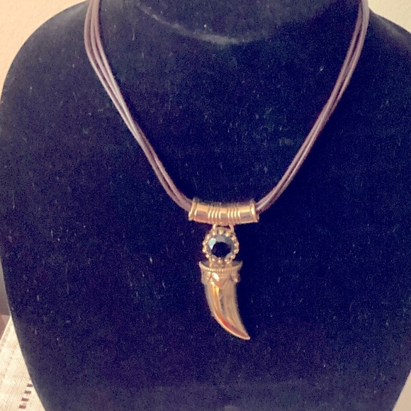 Horn Gold Tone Pendant Necklace - Picture 1 of 5